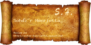 Sohár Henrietta névjegykártya